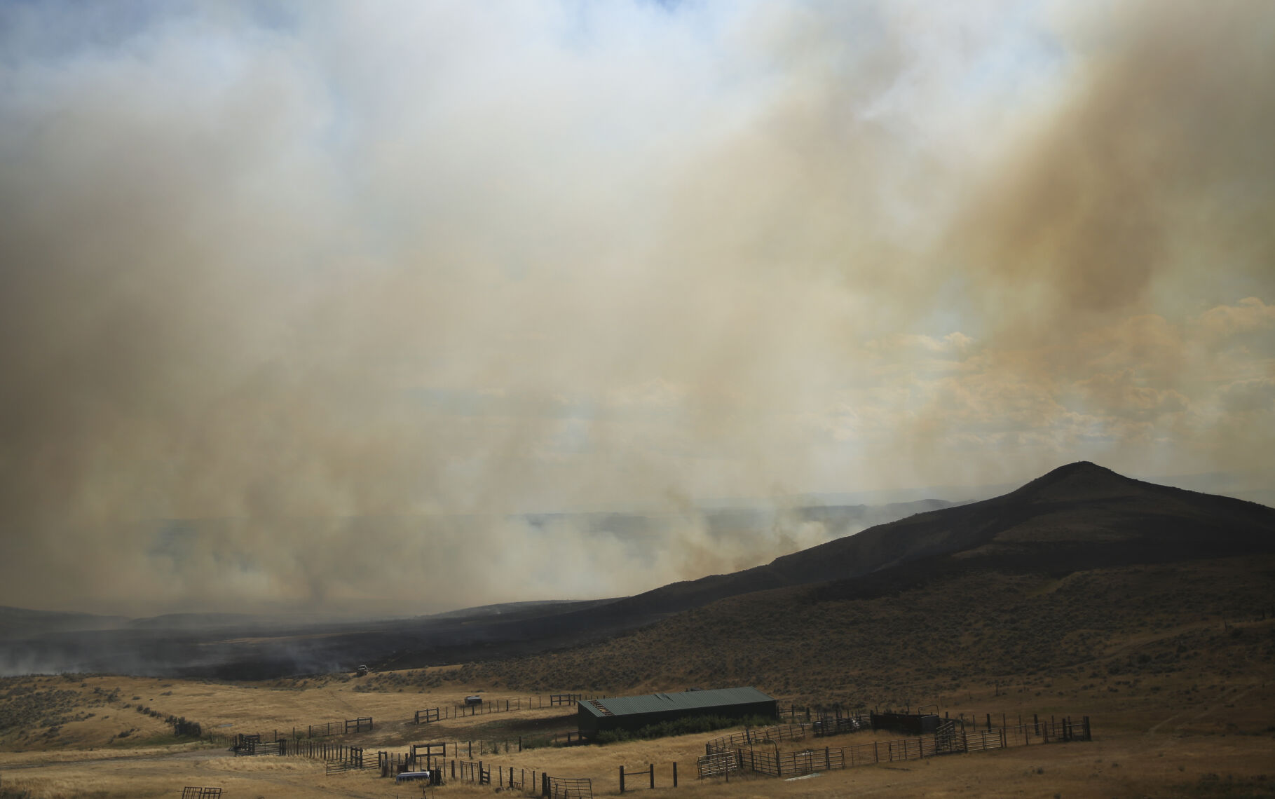 A fire burned southeast of Ucross on a combination of public and private lands